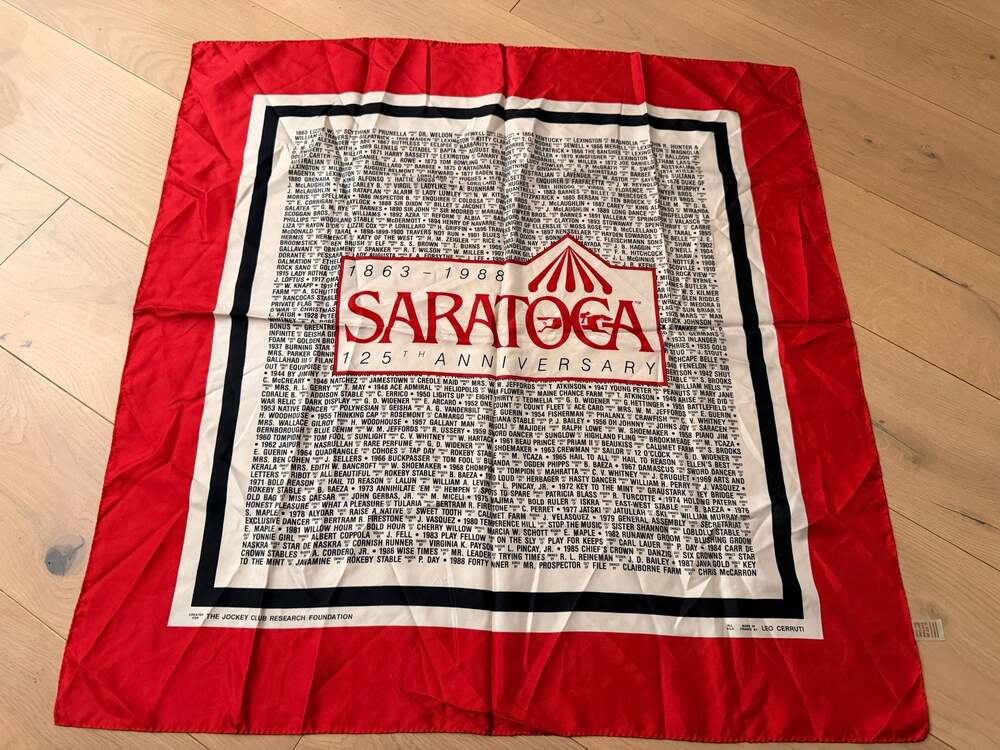 Leo Cerruti Saratoga 125th Anniversary Silk Scarf Jockey Club Horse Racing